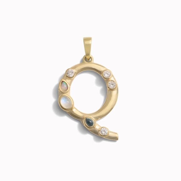 Awe Inspired Jewelry - Awe Inspired Gold Vermeil Q Initial Charm Amulet Pendant Necklace Earring Boho
